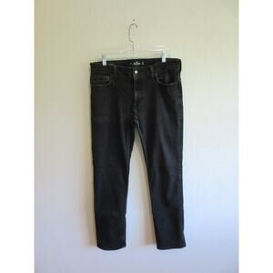HOLLISTER Black Slim Straight (34x32 Actual) Stretch Men's Denim Jeans